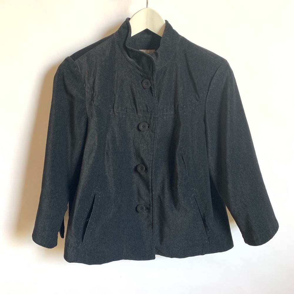 J Jill Sweater Jacket Velvet Black Button Down